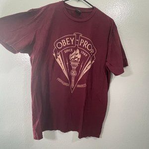 Obey Propaganda Logo T-Shirt CLEAN Shirt, Maroon - L